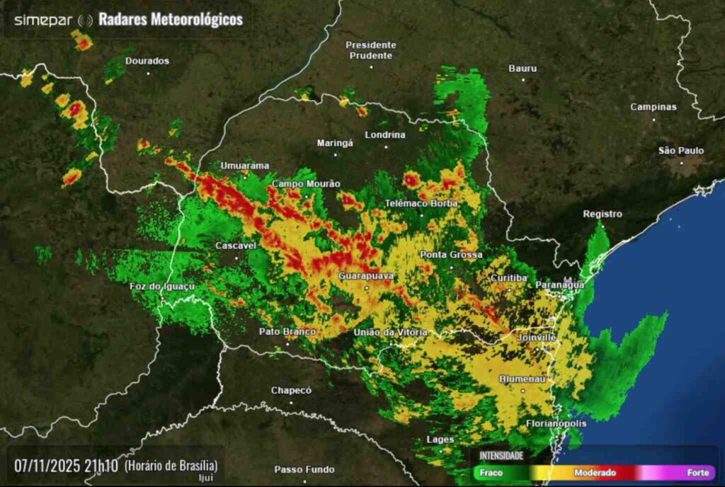 Mapa de tempo simepar