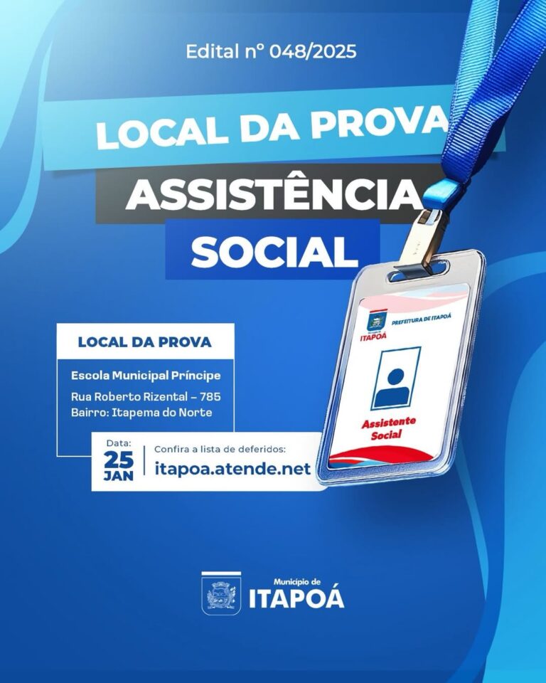 Local da prova do Processo Seletivo de Assistência Social é divulgado em Itapoá