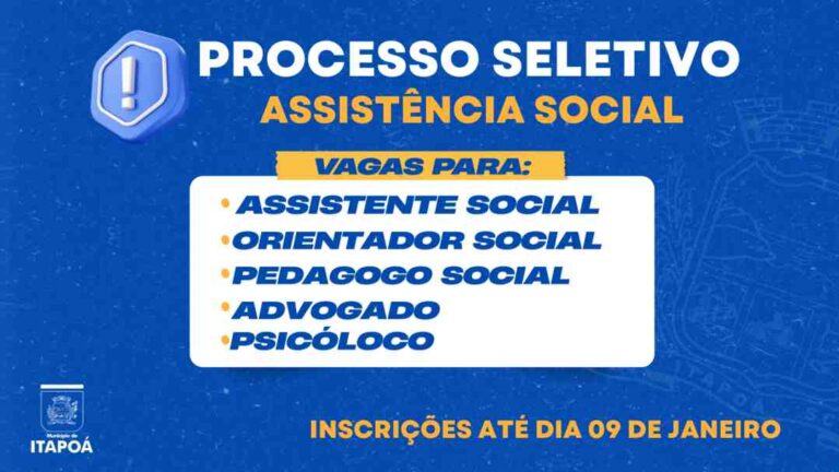 Prefeitura de Itapoá abre processo seletivo com salários de até R$ 7,5 mil na Assistência Social
