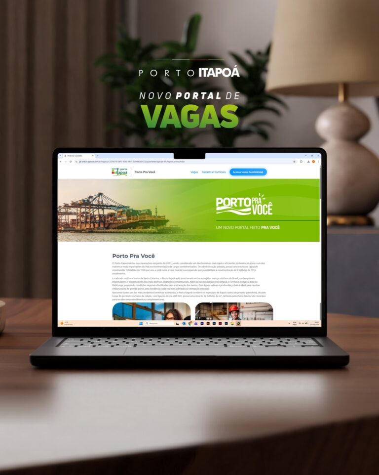 Porto de Itapoá lança novo portal de empregos para candidatos acompanharem processos seletivos