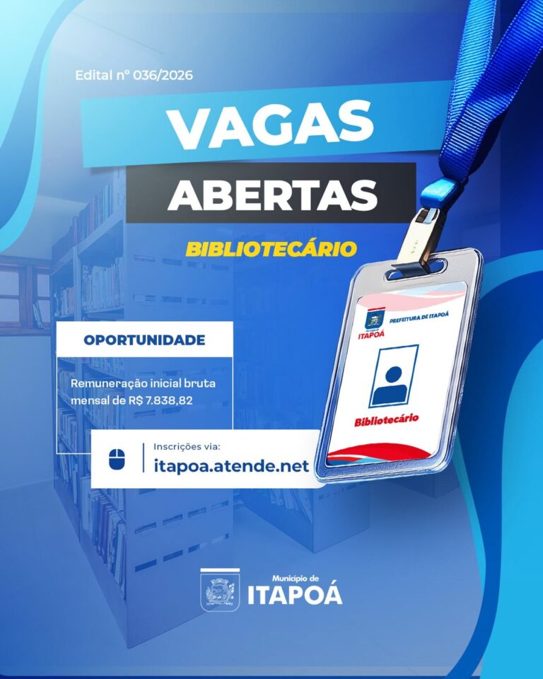 Prefeitura de Itapoá abre processo seletivo para bibliotecário com salário de R$ 7,8 mil