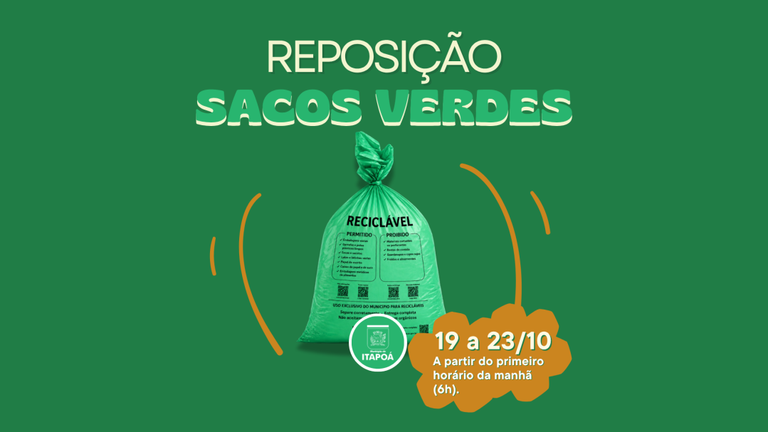 Surbi fará reposição dos kits do Saco Verde entre 19 e 23 de outubro em Itapoá